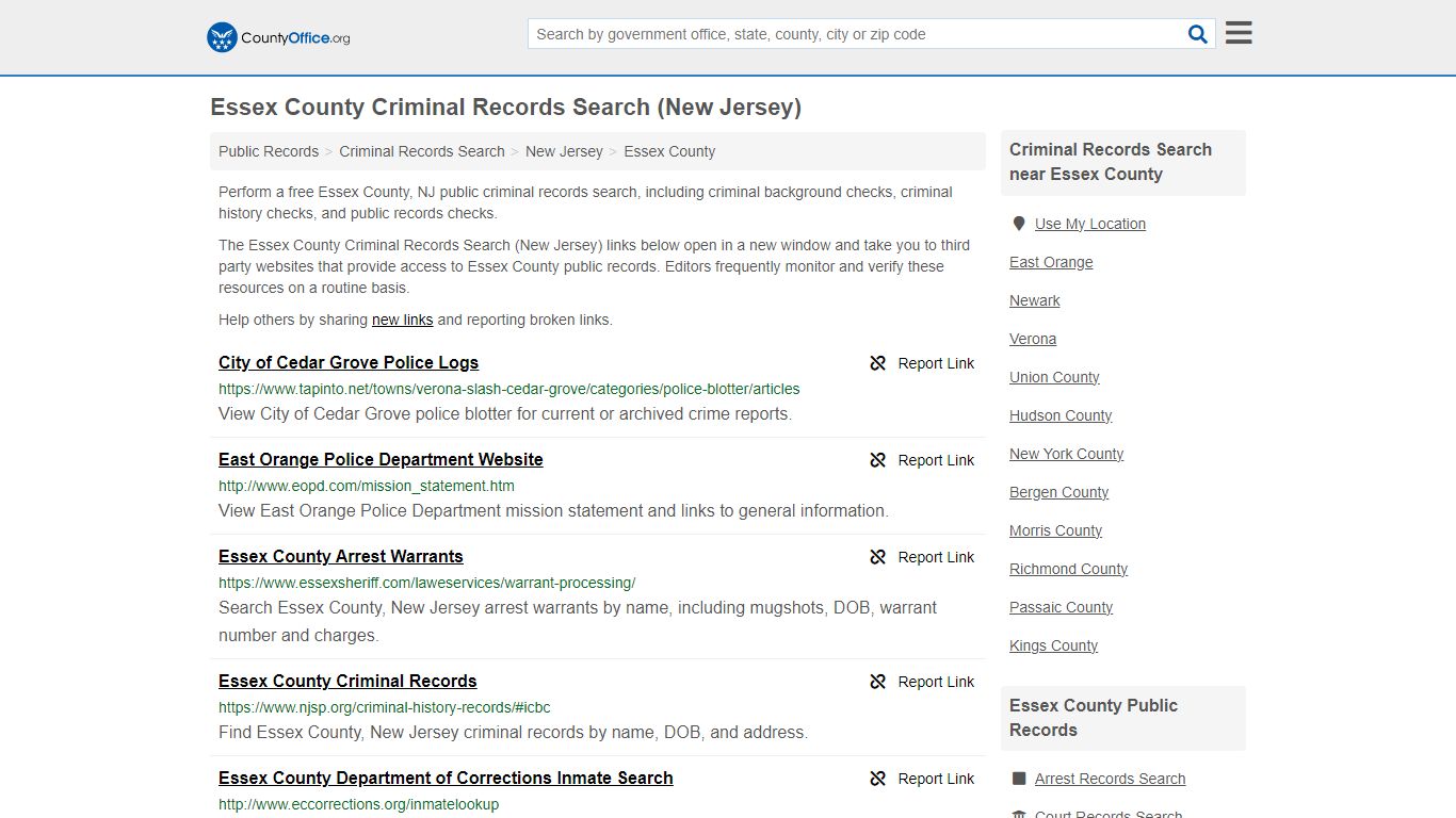 Essex County Criminal Records Search (New Jersey) - County Office